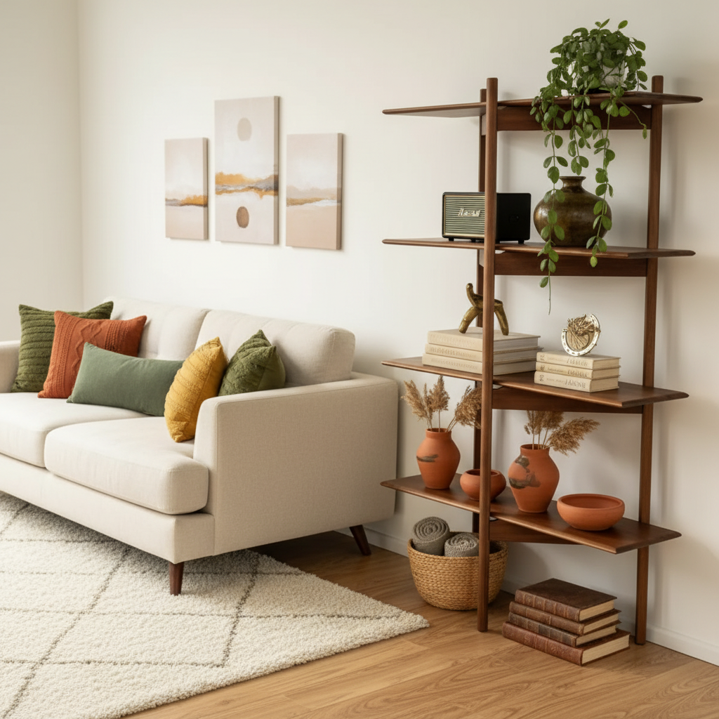 Place subject 1 in a bright cozy living room next to a comfortable sofa The room should have war