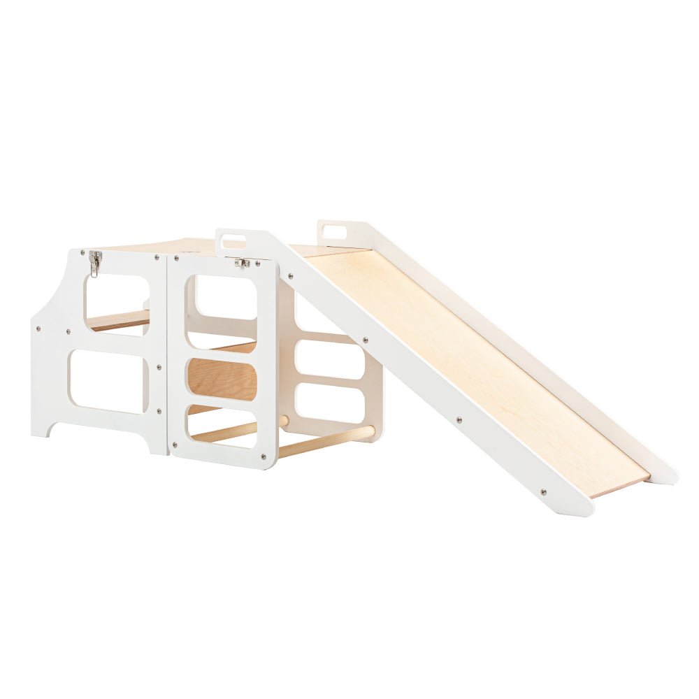 Foldable Kitchen Tower With a Slide - Duck Woodworks