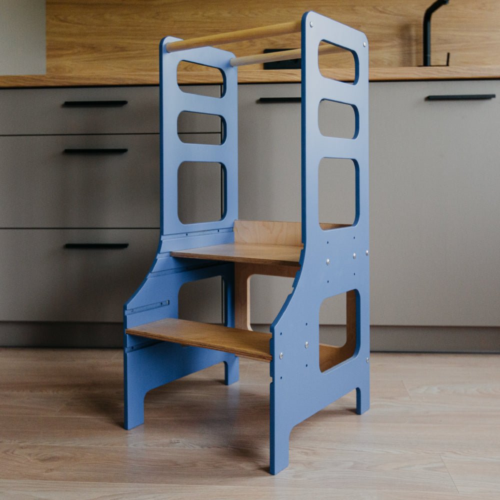 Adjustable height kitchen tower - Duck Woodworks