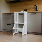 Foldable kitchen tower with slide (striped collection) - Duck Woodworks