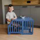 Foldable kitchen tower with slide (striped collection) - Duck Woodworks
