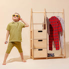 Clothing Rack with drawers (rectangular holes) - Duck Woodworks